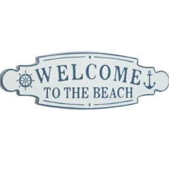 Wall Quotes & Signs-Kirkland's Home Welcome To The Beach Metal Wall Plaque White/Blue