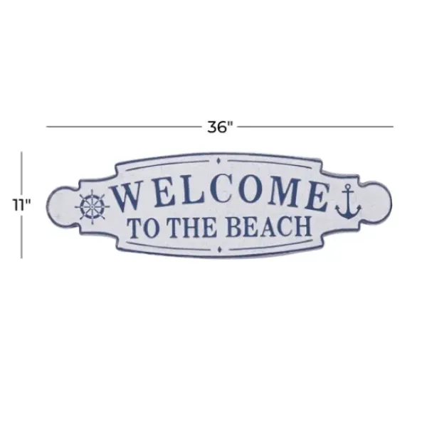Wall Quotes & Signs-Kirkland's Home Welcome To The Beach Metal Wall Plaque White/Blue