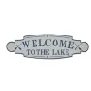 Wall Quotes & Signs-Kirkland's Home Welcome To The Lake Metal Wall Plaque White/Blue
