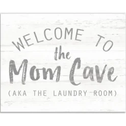 Wall Quotes & Signs-Kirkland's Home Welcome To The Mom Cave Canvas Art Print White/Gray