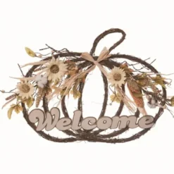 Wreaths-Kirkland's Home Welcome White Pumpkin Floral Wreath Brown/Ivory