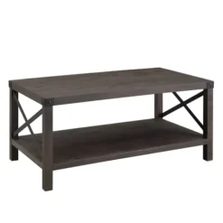 Coffee Tables-Kirkland's Home Wenge Brown X-Frame Coffee Table Gray/Brown/Black
