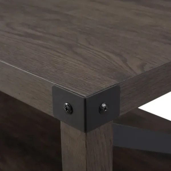 Coffee Tables-Kirkland's Home Wenge Brown X-Frame Coffee Table Gray/Brown/Black