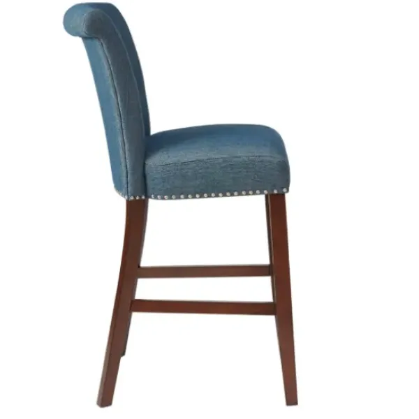 Bar Stools & Counter Height Stools-Kirkland's Home Wesley Tufted Bar Stool With Nailhead Trim Blue