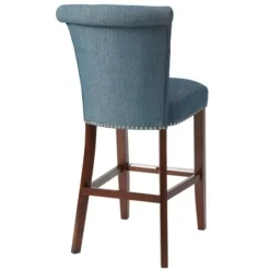 Bar Stools & Counter Height Stools-Kirkland's Home Wesley Tufted Bar Stool With Nailhead Trim Blue