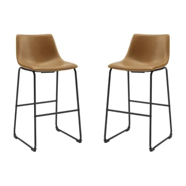 Bar Stools & Counter Height Stools-Kirkland's Home Whiskey Faux Leather Bar Stools, Set Of 2 Brown