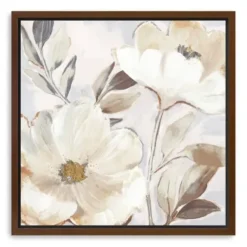 Framed Art-Kirkland's Home Whisper White Florals Framed Canvas Art Print White/Brown/Gold