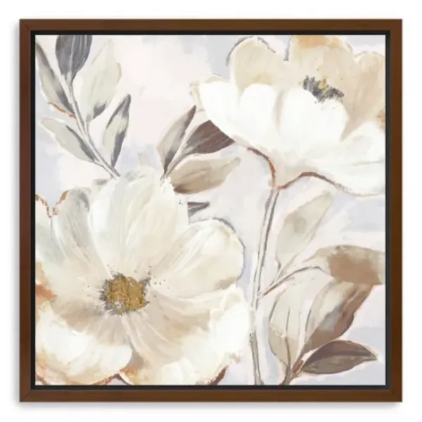 Framed Art-Kirkland's Home Whisper White Florals Framed Canvas Art Print White/Brown/Gold