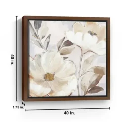 Framed Art-Kirkland's Home Whisper White Florals Framed Canvas Art Print White/Brown/Gold