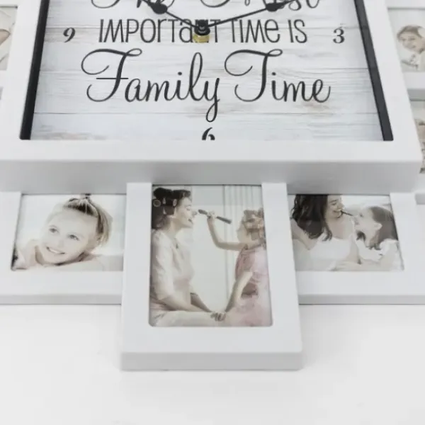 Clocks-Kirkland's Home White 12 Photo Frame Collage Family Time Clock