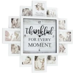 Clocks-Kirkland's Home White 12 Photo Frame Collage Thankful Clock