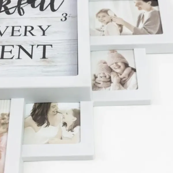 Clocks-Kirkland's Home White 12 Photo Frame Collage Thankful Clock