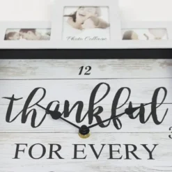 Clocks-Kirkland's Home White 12 Photo Frame Collage Thankful Clock
