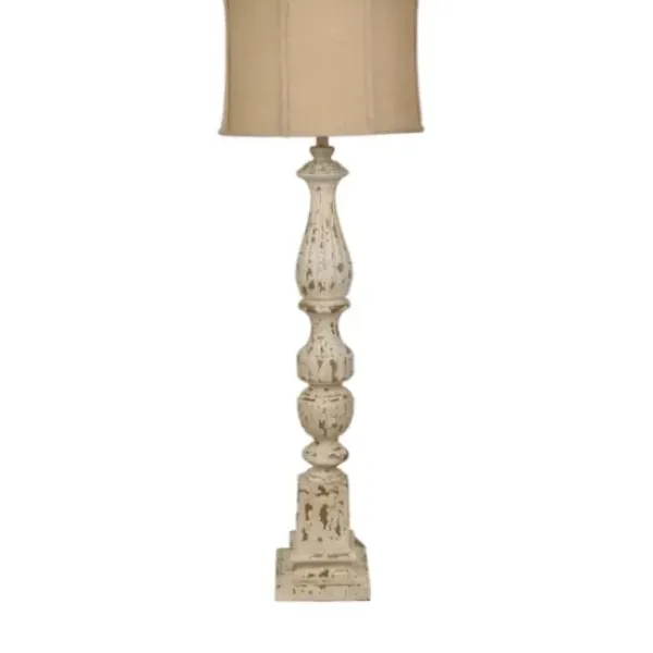 Buffet Lamps-Kirkland's Home White Aged Burlap Shade Buffet Lamp Tan