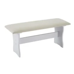 Dining Sets-Kirkland's Home White And Beige Upholstered 3-Pc Dining Nook Set Tan