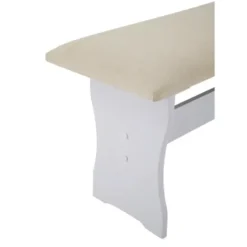 Dining Sets-Kirkland's Home White And Beige Upholstered 3-Pc Dining Nook Set Tan