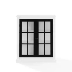 Cabinets & Sideboards-Kirkland's Home White And Black Windowpane Doors Cabinet White/Black
