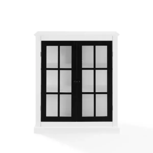 Cabinets & Sideboards-Kirkland's Home White And Black Windowpane Doors Cabinet White/Black