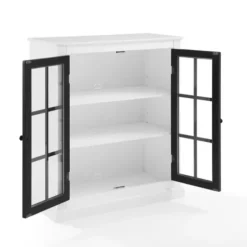 Cabinets & Sideboards-Kirkland's Home White And Black Windowpane Doors Cabinet White/Black