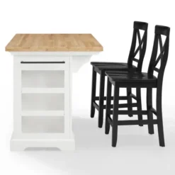 Kitchen Islands & Bar Carts-Kirkland's Home White And Black Wood 3-Pc. Kitchen Island Set