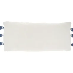 Pillows-Kirkland's Home White And Blue Braided Stripe Lumbar Pillow White/Blue