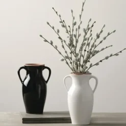 Vases-Kirkland's Home White And Blue Coastal Ceramic Vase, 8 In. White/Blue