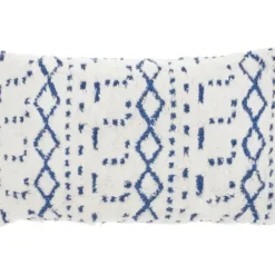 Pillows-Kirkland's Home White And Blue Tufted Geo Lumbar Pillow White/Blue