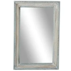 Framed Mirrors-Kirkland's Home White And Blue Wood Frame Mirror, 32X48 In.