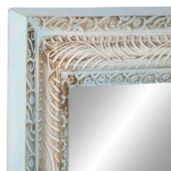 Framed Mirrors-Kirkland's Home White And Blue Wood Frame Mirror, 32X48 In.