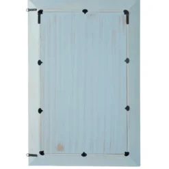 Framed Mirrors-Kirkland's Home White And Blue Wood Frame Mirror, 32X48 In.