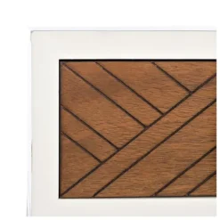 Console Tables-Kirkland's Home White And Brown Herringbone Console Table White/Brown