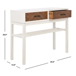 Console Tables-Kirkland's Home White And Brown Herringbone Console Table White/Brown