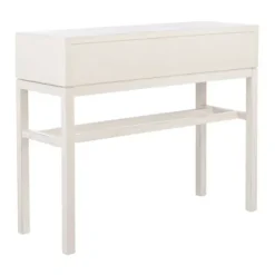 Console Tables-Kirkland's Home White And Brown Herringbone Console Table White/Brown