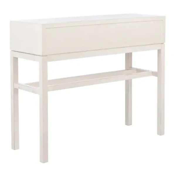 Console Tables-Kirkland's Home White And Brown Herringbone Console Table White/Brown