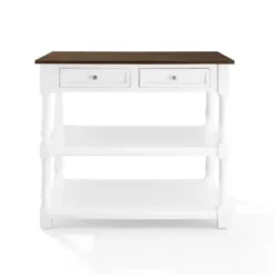 Kitchen Islands & Bar Carts-Kirkland's Home White And Brown Wood Kitchen Island White/Brown
