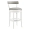 Bar Stools & Counter Height Stools-Kirkland's Home White And Faux Leather Swivel Bar Stool Gray
