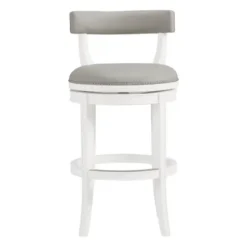 Bar Stools & Counter Height Stools-Kirkland's Home White And Faux Leather Swivel Bar Stool Gray