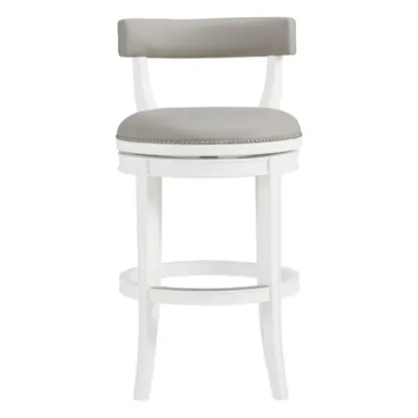 Bar Stools & Counter Height Stools-Kirkland's Home White And Faux Leather Swivel Bar Stool Gray