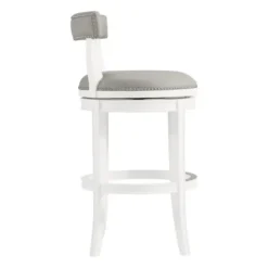 Bar Stools & Counter Height Stools-Kirkland's Home White And Faux Leather Swivel Bar Stool Gray