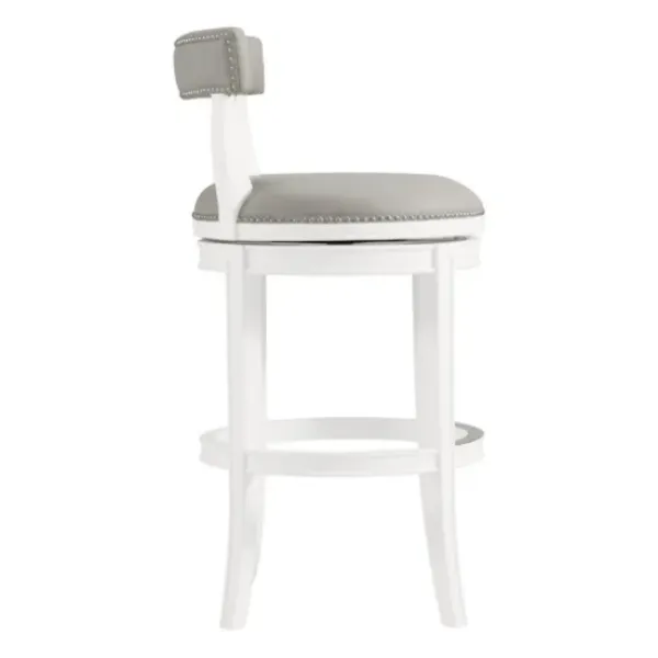 Bar Stools & Counter Height Stools-Kirkland's Home White And Faux Leather Swivel Bar Stool Gray