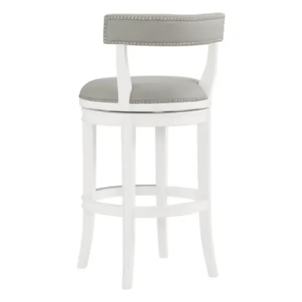 Bar Stools & Counter Height Stools-Kirkland's Home White And Faux Leather Swivel Bar Stool Gray