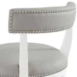 Bar Stools & Counter Height Stools-Kirkland's Home White And Faux Leather Swivel Bar Stool Gray