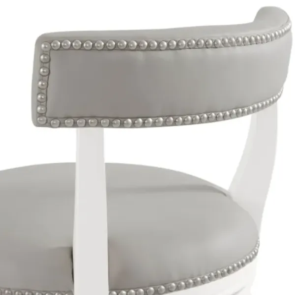 Bar Stools & Counter Height Stools-Kirkland's Home White And Faux Leather Swivel Bar Stool Gray