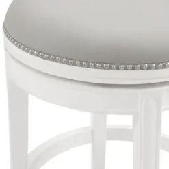 Bar Stools & Counter Height Stools-Kirkland's Home White And Faux Leather Swivel Bar Stool Gray