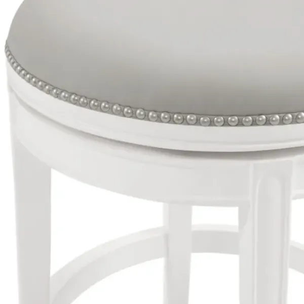 Bar Stools & Counter Height Stools-Kirkland's Home White And Faux Leather Swivel Bar Stool Gray
