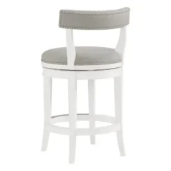 Bar Stools & Counter Height Stools-Kirkland's Home White And Faux Leather Swivel Counter Stool Gray