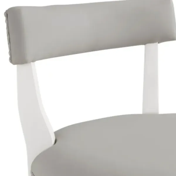 Bar Stools & Counter Height Stools-Kirkland's Home White And Faux Leather Swivel Counter Stool Gray