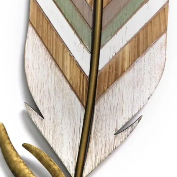 Wall Plaques-Kirkland's Home White And Gold Feather Wall Plaque White/Gold/Blue