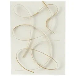Wall Plaques-Kirkland's Home White And Gold Iron Abstract Wave Plaque White/Gold