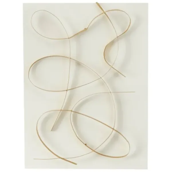 Wall Plaques-Kirkland's Home White And Gold Iron Abstract Wave Plaque White/Gold